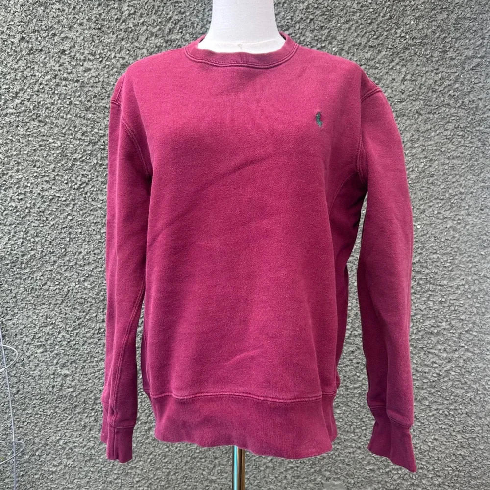 Vtg 90s y2k Polo Ralph Lauren Sweatshirt Mens Burgundy Crewneck Embroidered Pony